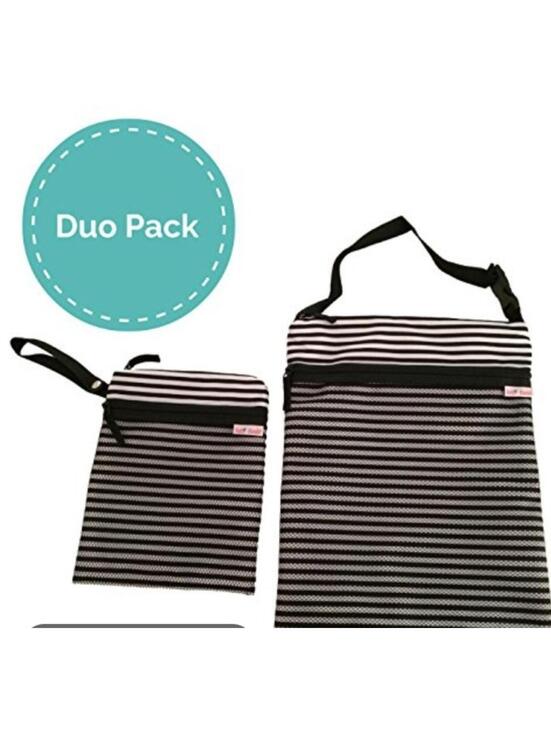Other - Tutti Bimbi Black And White Striped Travel Wet and Dry Bag Duo Pack.